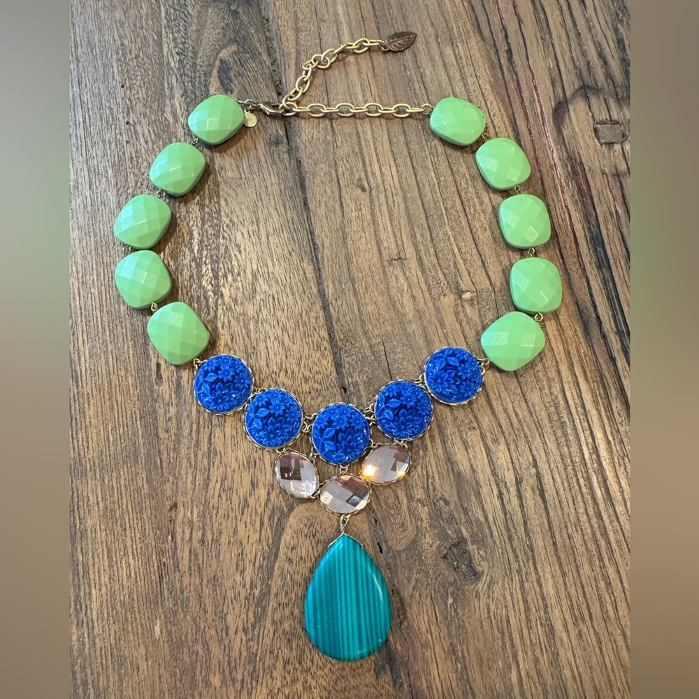 Anthropologie Green and Blue Statement Necklace